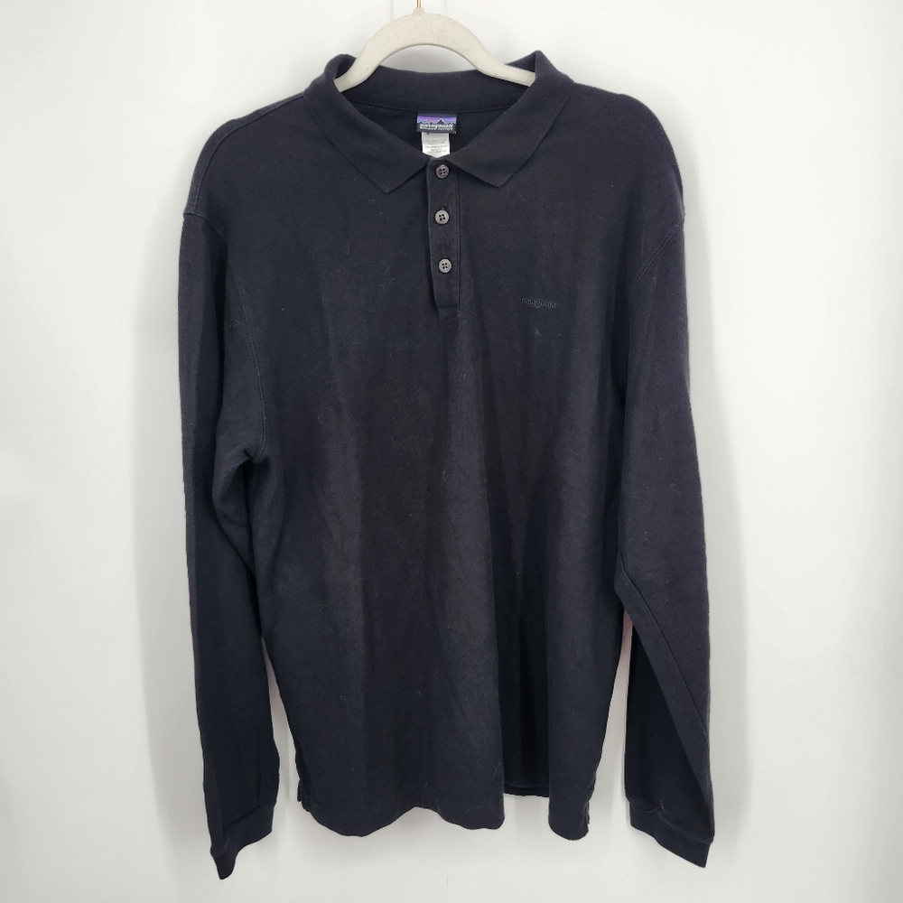 Patagonia Black Long Sleeve Polo Shirt Mens M